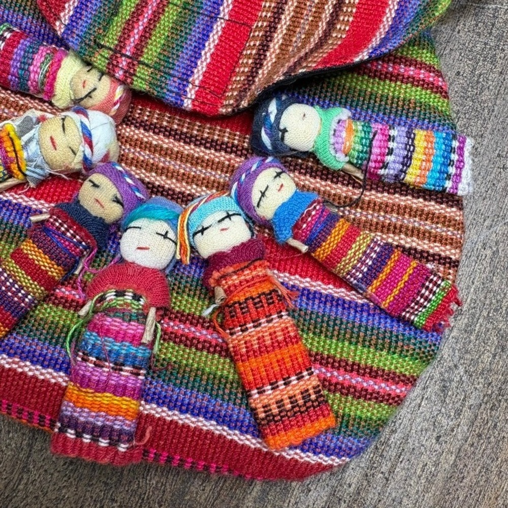 Vintage Guatemalan Worry Doll Purse Colorful Woven Bohemian Folk Mini Crossbody - Picture 4 of 10